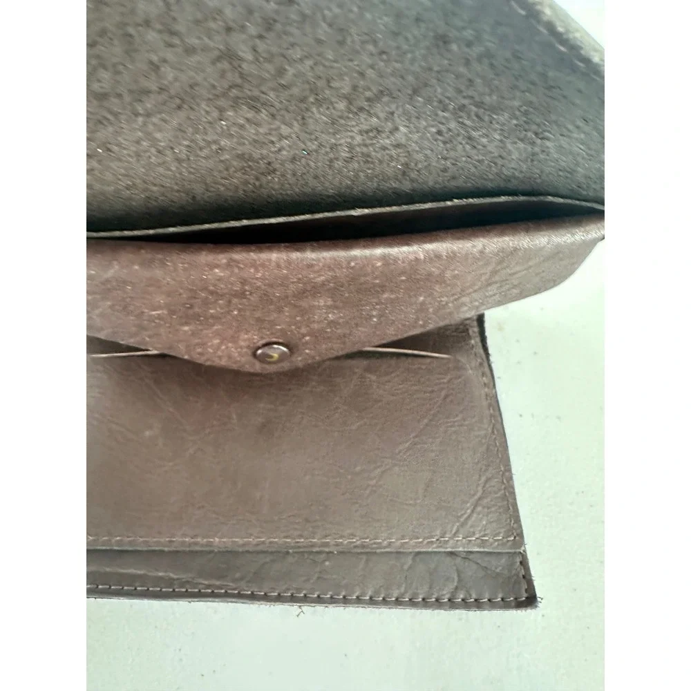 The‎ Buffalo Billfold Company Brown Leather Trifold Wallet Buffalo Nickel Snap